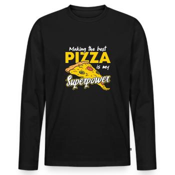 Pizza Baker Pizza Lovers Pizza Gift - Men's Premium Organic Long Sleeve Shirt - black - Front - Nico (187cm)