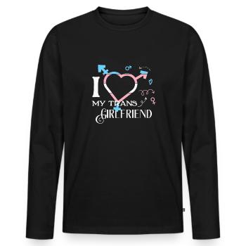 LBGT Flag Gay Pride J’aime ma petite amie trans - T-shirt manches longues Premium bio Homme - noir - Devant - Nico (187cm)