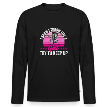 Discgolf Disc Golf Frisbee - Men's Premium Organic Long Sleeve Shirt - black - Front - Nico (187cm)