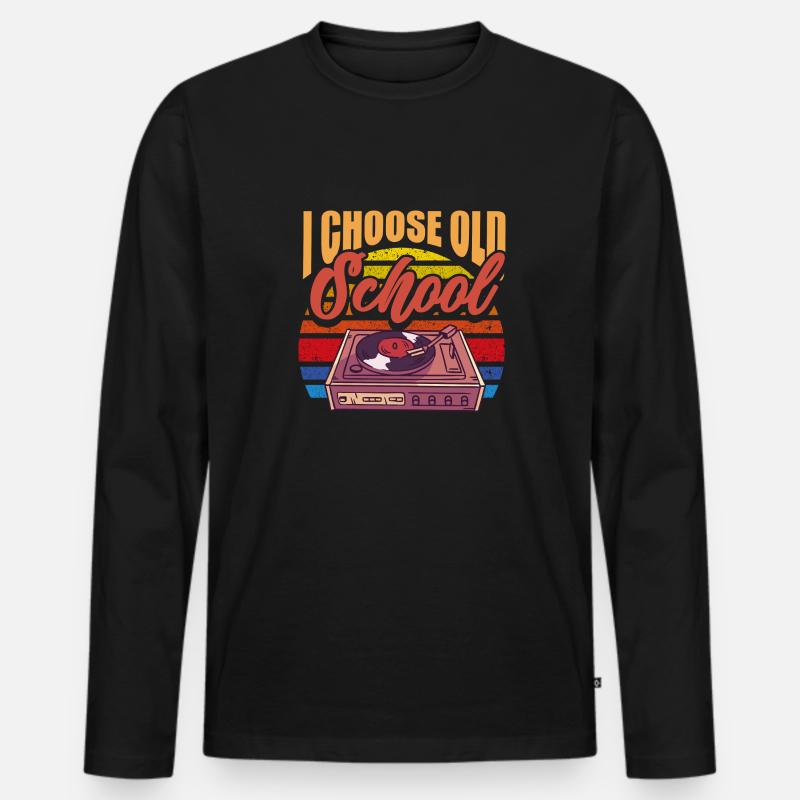 I choose old school - Männer Premium Bio Langarmshirt - Schwarz