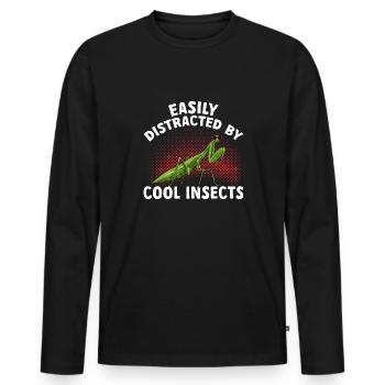Mante religieuse, collectionneur d’insectes, entomologiste - T-shirt manches longues Premium bio Homme - noir - Devant - Nico (187cm)