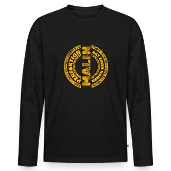 Perfekt Malin - Männer Premium Bio Langarmshirt - Schwarz - Vorne - Nico (187cm)