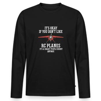Remote Controlled Airplane Model Airplane - Men's Premium Organic Long Sleeve Shirt - black - Front - Nico (187cm)