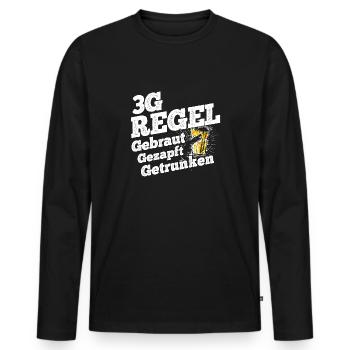 3G-Regel Gebraut Gezapft Getrunken Saufen Bierlieb - Männer Premium Bio Langarmshirt - Schwarz - Vorne - Nico (187cm)