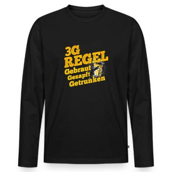 3G-Regel Gebraut Gezapft Getrunken Saufen Bierlieb - Männer Premium Bio Langarmshirt - Schwarz - Vorne - Nico (187cm)