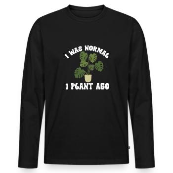Monstera Deliciosa Albo Botanical Houseplant - Men's Premium Organic Long Sleeve Shirt - black - Front - Nico (187cm)