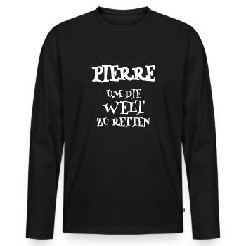 Pierre - T-shirt manches longues Premium bio Homme - noir - Devant - Nico (187cm)