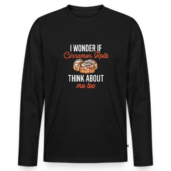 Rouleau à la cannelle - T-shirt manches longues Premium bio Homme - noir - Devant - Nico (187cm)