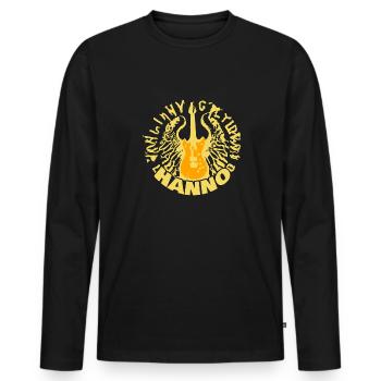 Hanno - T-shirt manches longues Premium bio Homme - noir - Devant - Nico (187cm)
