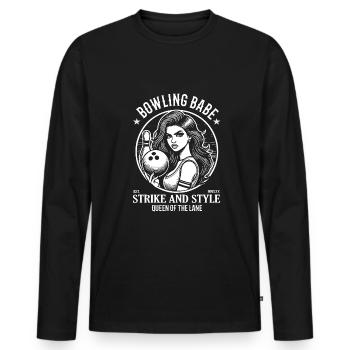 Bowling Babe - Woman and Bowler - Men's Premium Organic Long Sleeve Shirt - black - Front - Nico (187cm)