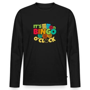 Jeu de bingo C’est O ́Clock Bingo - T-shirt manches longues Premium bio Homme - noir - Devant - Nico (187cm)