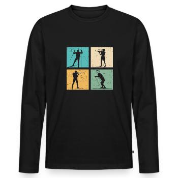 Biathlon Skifahren Ski Langlauf Biathlet Geschenk - Männer Premium Bio Langarmshirt - Schwarz - Vorne - Nico (187cm)