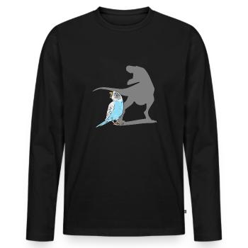 Budgerigar Parakeet Bird Pet Gift - Men's Premium Organic Long Sleeve Shirt - black - Front - Nico (187cm)
