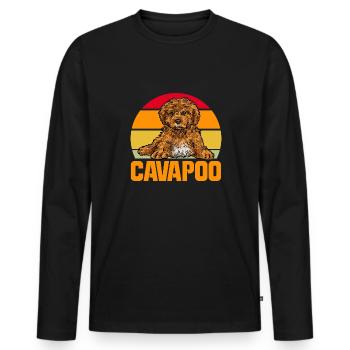 Cavapoo Cavoodle Capoodle Chien - T-shirt manches longues Premium bio Homme - noir - Devant - Nico (187cm)