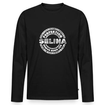 Perfekt Selina - Männer Premium Bio Langarmshirt - Schwarz - Vorne - Nico (187cm)