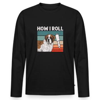 St. Bernard St. Bernard Dog Dog - Men's Premium Organic Long Sleeve Shirt - black - Front - Nico (187cm)