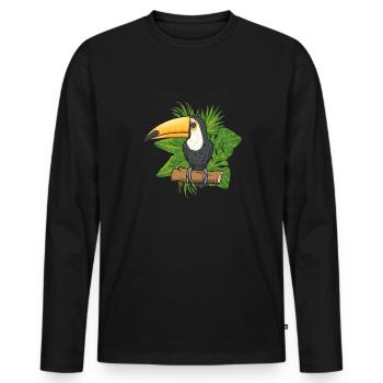 Toucan Bird Rainforest - Men's Premium Organic Long Sleeve Shirt - black - Front - Nico (187cm)