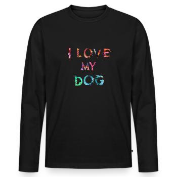 I LOVE MY DOG - Men's Premium Organic Long Sleeve Shirt - black - Front - Nico (187cm)