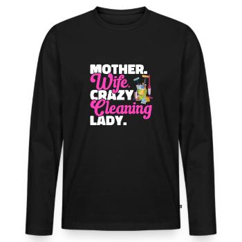 Aide domestique, femme de ménage, femme de ménage - T-shirt manches longues Premium bio Homme - noir - Devant - Nico (187cm)