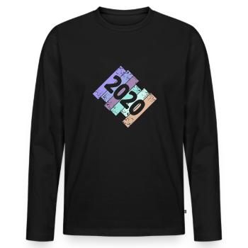 2020 - Männer Premium Bio Langarmshirt - Schwarz - Vorne - Nico (187cm)