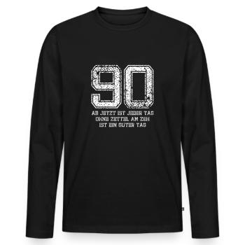 90 Jeder Tag ohne Zettel am Zeh ist ein guter Tag - Männer Premium Bio Langarmshirt - Schwarz - Vorne - Nico (187cm)
