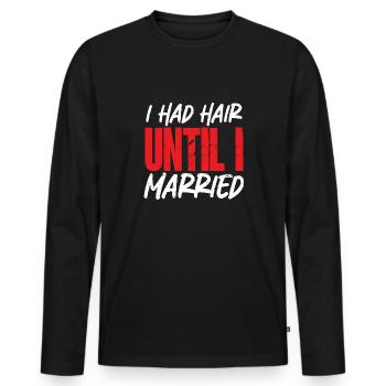 Bald Head Baldness Beard Bald Head - Men's Premium Organic Long Sleeve Shirt - black - Front - Nico (187cm)