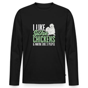 Seidenhuhn Poulet soyeux - T-shirt manches longues Premium bio Homme - noir - Devant - Nico (187cm)
