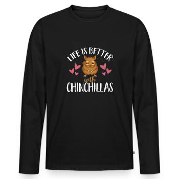 Chinchilla - Männer Premium Bio Langarmshirt - Schwarz - Vorne - Nico (187cm)