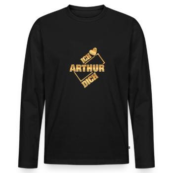 Arthur - T-shirt manches longues Premium bio Homme - noir - Devant - Nico (187cm)