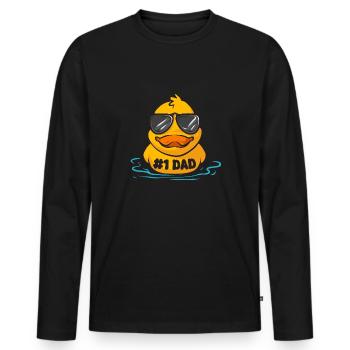 Quietscheentchen Quietscheente Gummiente - Männer Premium Bio Langarmshirt - Schwarz - Vorne - Nico (187cm)