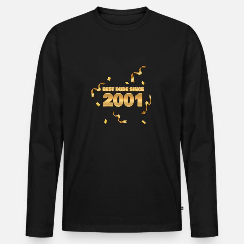 Jahr 2001 - Männer Premium Bio Langarmshirt - Schwarz