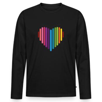 Coeur arc-en-ciel, Amour, Love is love, - T-shirt manches longues Premium bio Homme - noir - Devant - Nico (187cm)