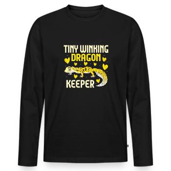 Léopard Gecko Lézard Reptiles Herpétologiste - T-shirt manches longues Premium bio Homme - noir - Devant - Nico (187cm)