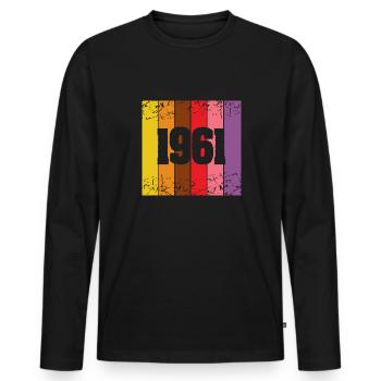 1961 - Men's Premium Organic Long Sleeve Shirt - black - Front - Nico (187cm)
