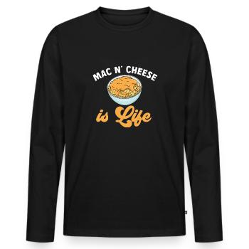 Macaroni au fromage pour amateurs de macaroni au fromage - T-shirt manches longues Premium bio Homme - noir - Devant - Nico (187cm)