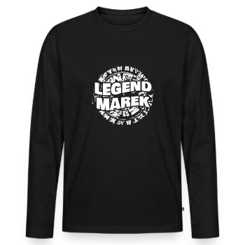 Legenden für Marek Mann Vorname - Männer Premium Bio Langarmshirt - Schwarz - Vorne - Nico (187cm)