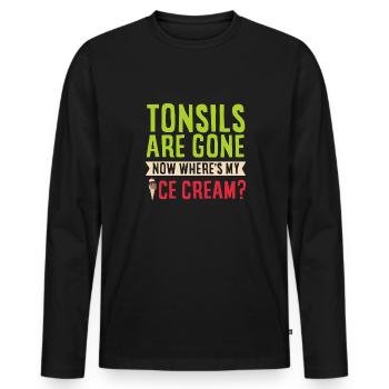 Amygdalectomie, récupération, amygdalectomie - T-shirt manches longues Premium bio Homme - noir - Devant - Nico (187cm)
