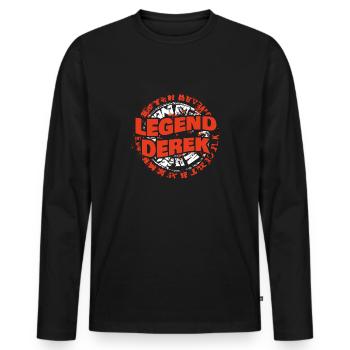 Geschenk für Derek - Männer Premium Bio Langarmshirt - Schwarz - Vorne - Nico (187cm)