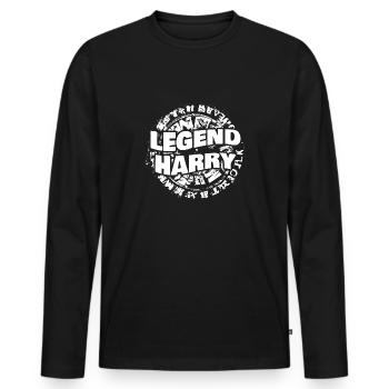 Harceler - T-shirt manches longues Premium bio Homme - noir - Devant - Nico (187cm)