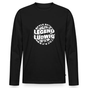 Mann Ludwig - Männer Premium Bio Langarmshirt - Schwarz - Vorne - Nico (187cm)
