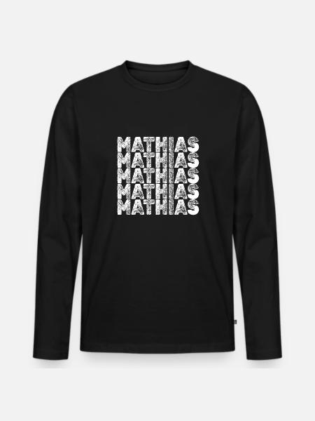 Mathias als Held - Männer Premium Bio Langarmshirt - Schwarz
