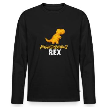 Dino Nuggets Dinosaurier Chicken Nuggets - Männer Premium Bio Langarmshirt - Schwarz - Vorne - Nico (187cm)