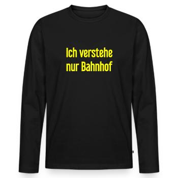 Je ne comprends que la gare - T-shirt manches longues Premium bio Homme - noir - Devant - Nico (187cm)