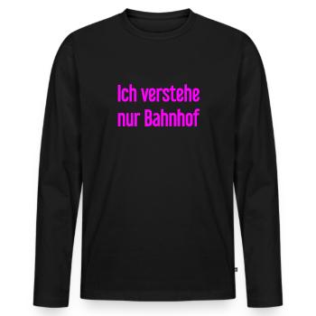Je ne comprends que la gare - T-shirt manches longues Premium bio Homme - noir - Devant - Nico (187cm)
