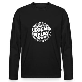 Geschenk für Nelio - Männer Premium Bio Langarmshirt - Schwarz - Vorne - Nico (187cm)