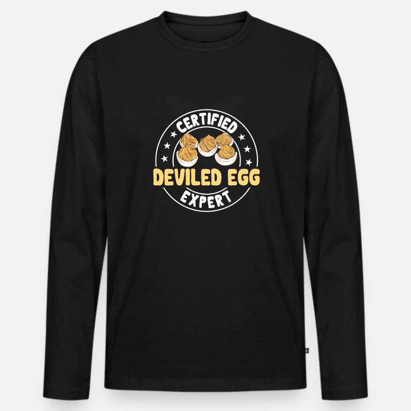 Gefüllte Eier Deviled Eggs - Männer Premium Bio Langarmshirt - Schwarz