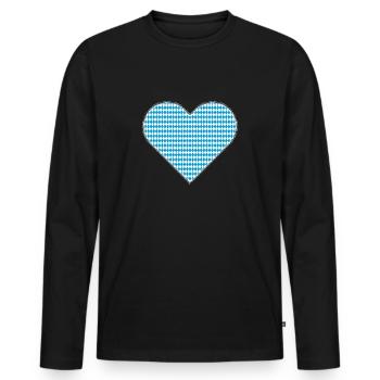 Bayrisches Herz als Patches - Männer Premium Bio Langarmshirt - Schwarz - Vorne - Nico (187cm)