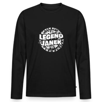 Geschenk für Janek - Männer Premium Bio Langarmshirt - Schwarz - Vorne - Nico (187cm)