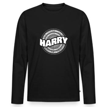 Harceler - T-shirt manches longues Premium bio Homme - noir - Devant - Nico (187cm)