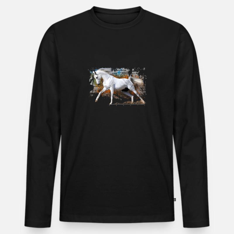 Pferd beauty - Geschenk - Männer Premium Bio Langarmshirt - Schwarz